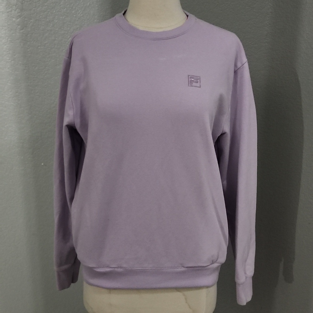 FILA Logo Sweatshirt Vintage Size Small Lavender In Color With Pockets